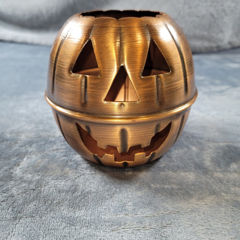 Restoration Hardware Jack O Lantern Metal Pumpkin Candle Holder‎ Copper Bronze